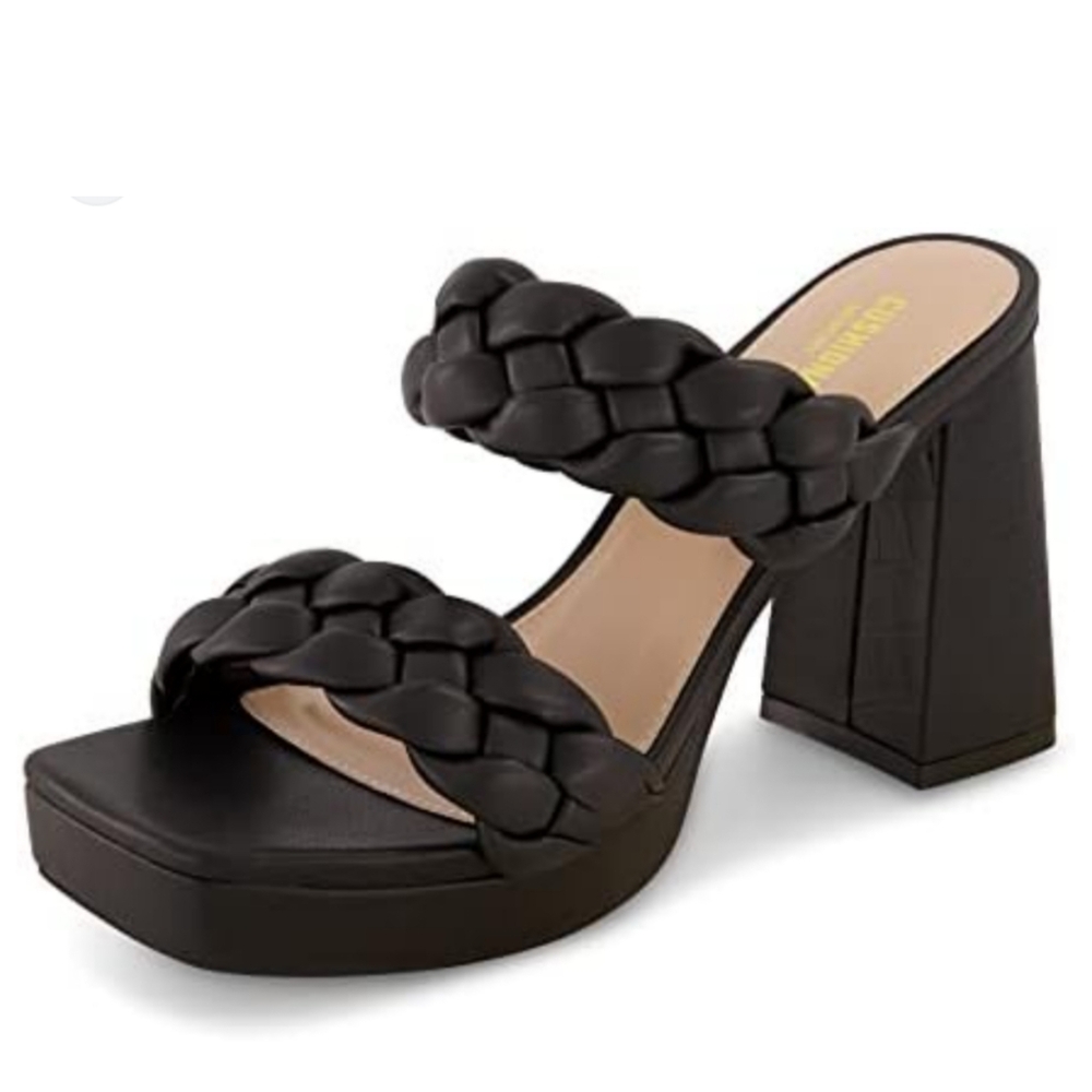 Sincerely Jules Aurora Slip-On Faux Leather Braided Straps Block Heel Sandal 8.5